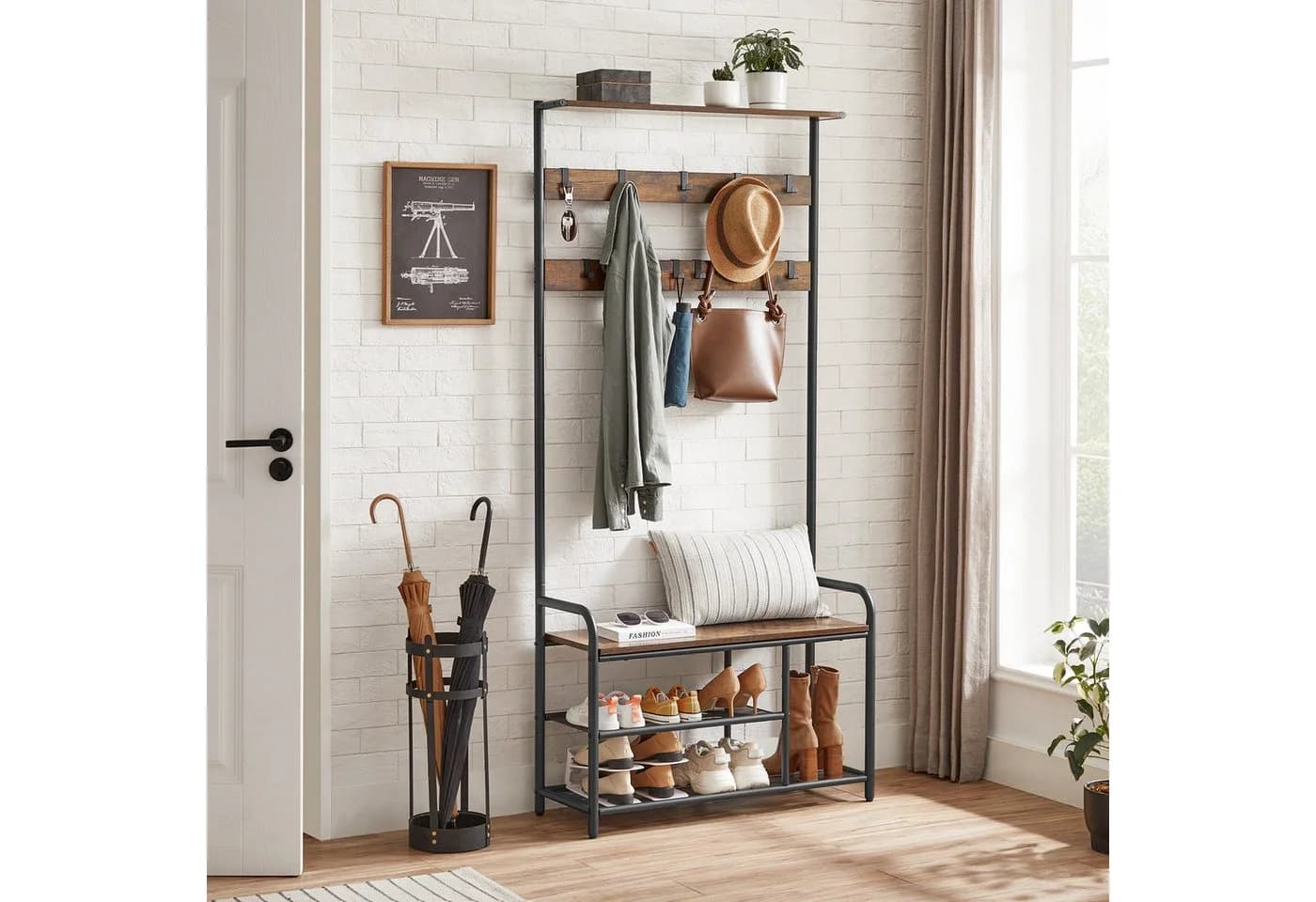 VASAGLE Garderobenständer mit Schuhregal 85 x 30 x 180,5 cm