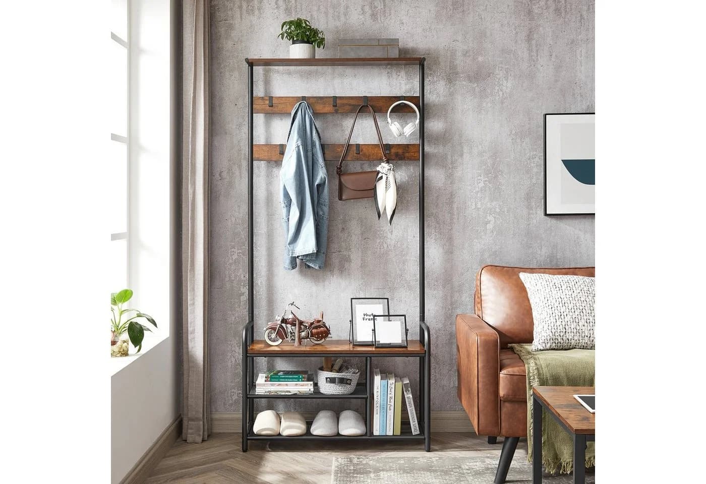 VASAGLE Garderobenständer mit Schuhregal 85 x 30 x 180,5 cm - Bild 3