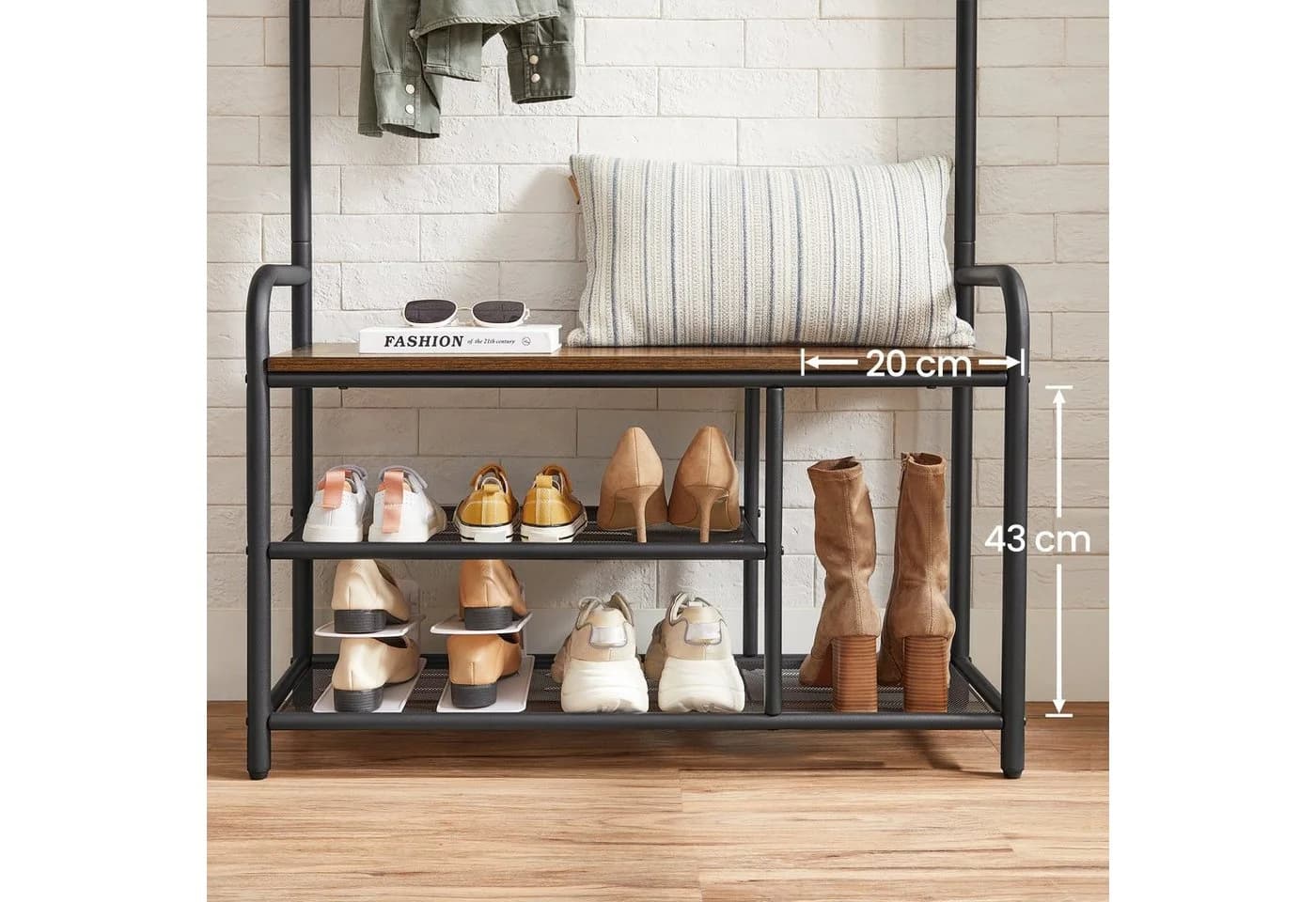VASAGLE Garderobenständer mit Schuhregal 85 x 30 x 180,5 cm - Bild 5