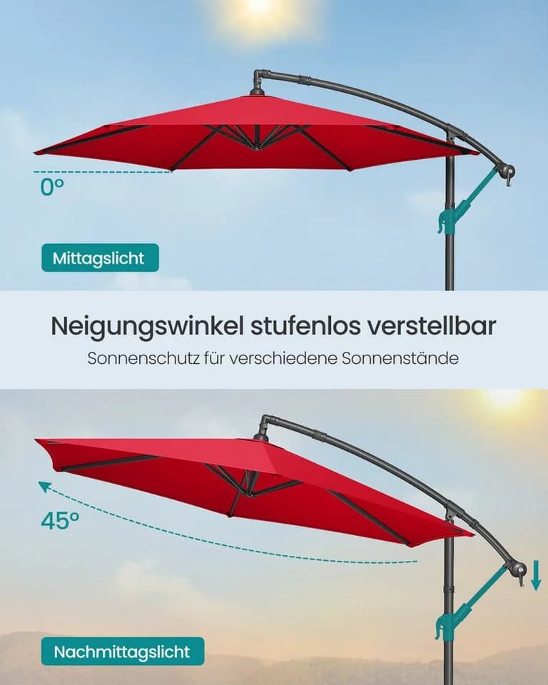 SONGMICS Sonnenschirm 300 cm UV-Schutz UPF 50+ Kurbel Ständer - Bild 4