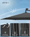 SONGMICS Sonnenschirm 300 cm LED-Beleuchtung UPF 50+ Bild 4