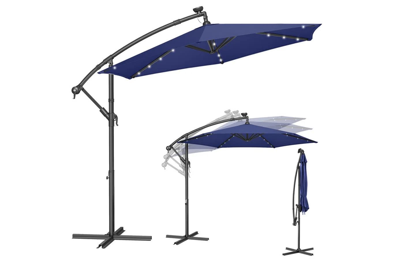 SONGMICS Sonnenschirm Ø 300 cm mit LED-Solar-Beleuchtung UPF 50+ - Bild 2