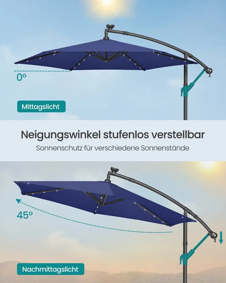 SONGMICS Sonnenschirm Ø 300 cm mit LED-Solar-Beleuchtung UPF 50+ - Bild 5