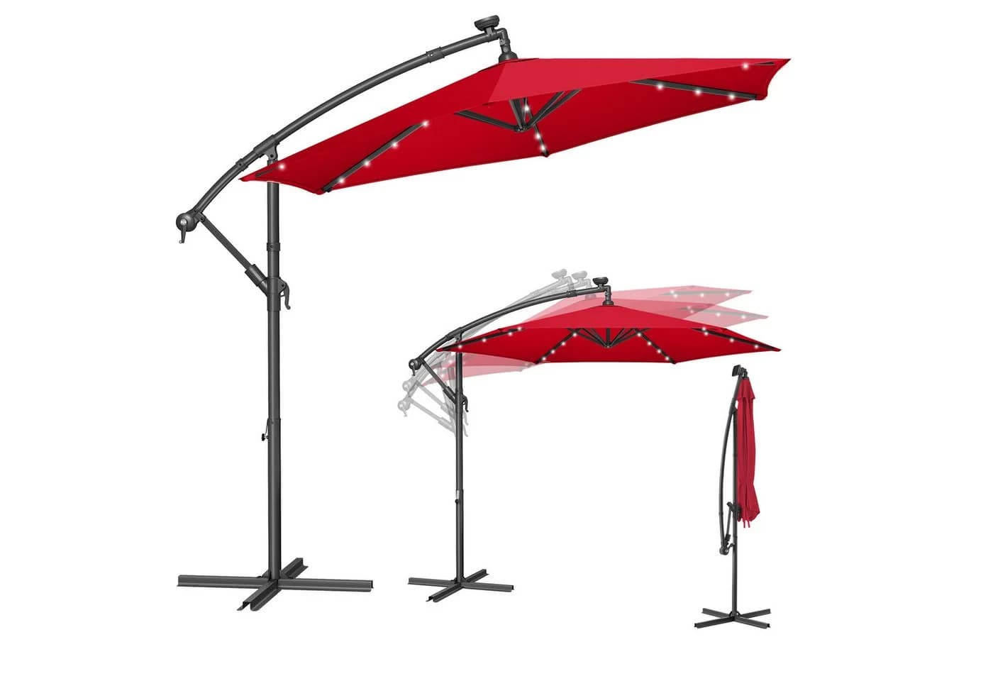 SONGMICS Sonnenschirm 300 cm LED-Beleuchtung UPF 50+ - Bild 2