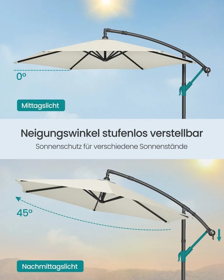 SONGMICS Sonnenschirm 300 cm UV-Schutz UPF 50+ mit Kurbel - Bild 4