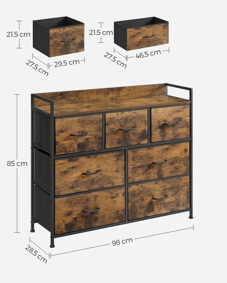SONGMICS Kommode 7 Schubladen Industrie-Design 98x85x28,5cm - Bild 5