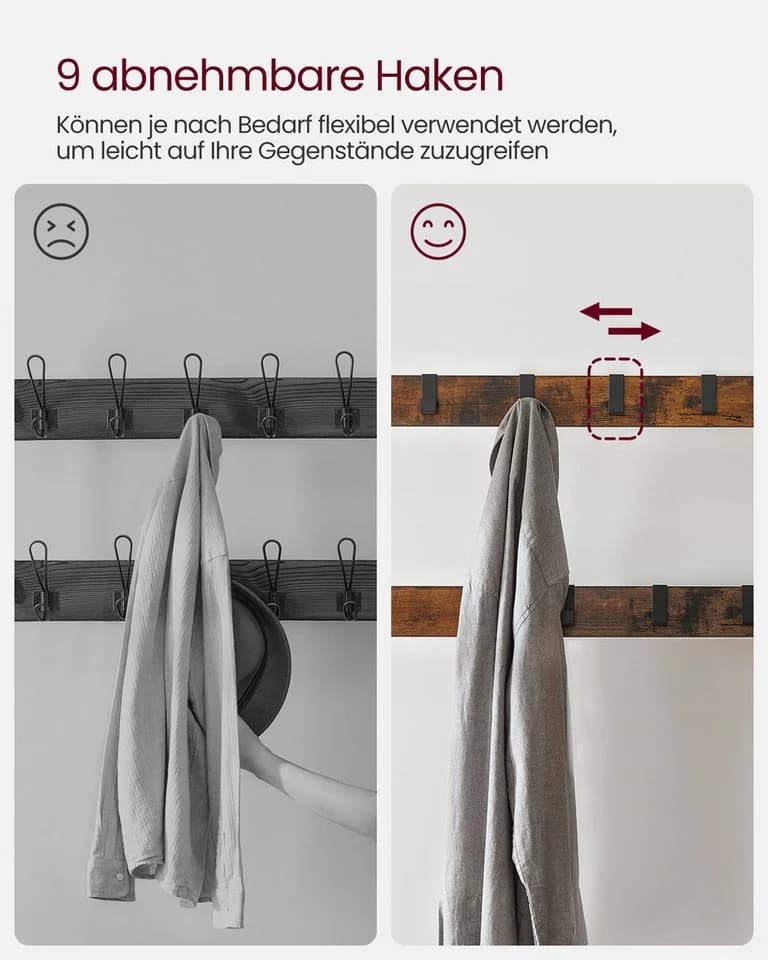 VASAGLE Garderobenständer mit Sitzfläche und 2 Gitterablagen - Bild 5