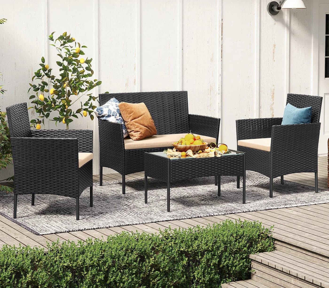 SONGMICS Gartenlounge-Set 4-tlg. Schwarz/Taupe - Bild 2