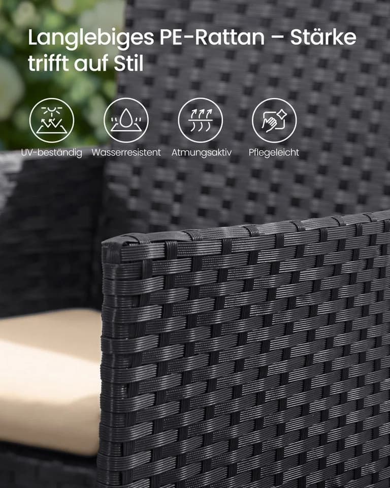 SONGMICS Gartenlounge-Set 4-tlg. Schwarz/Taupe - Bild 5