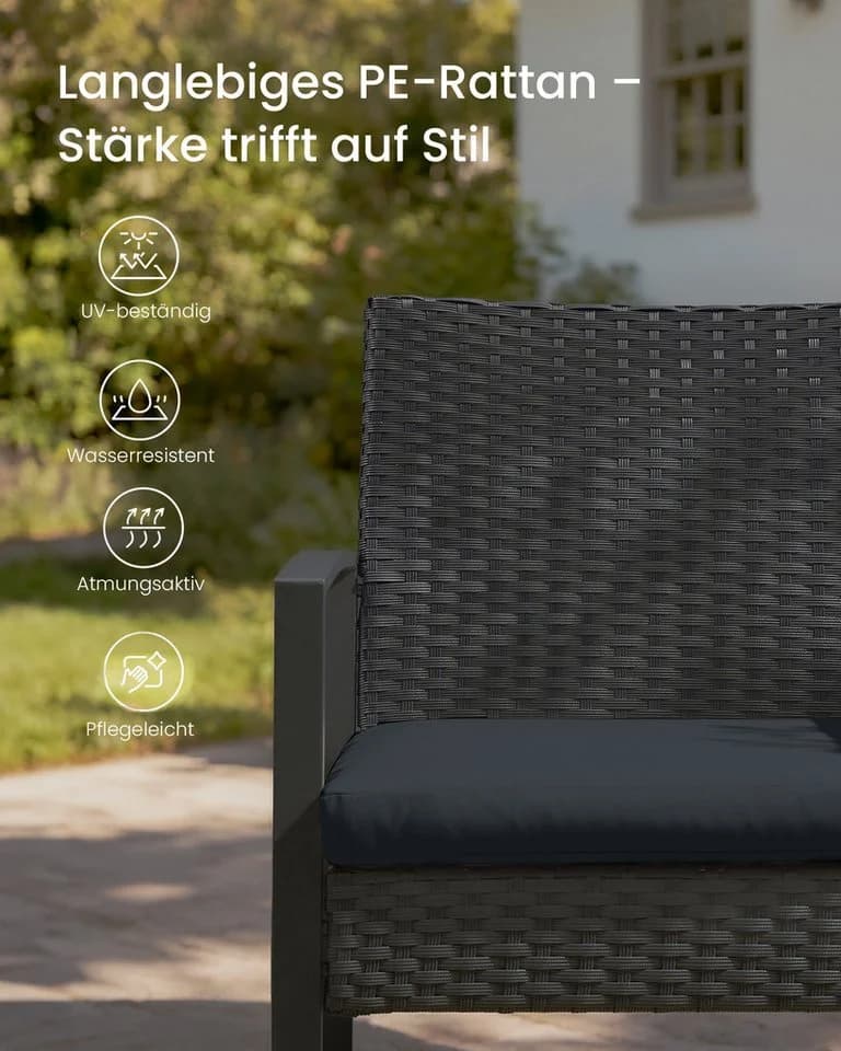 SONGMICS Balkonset 3-tlg. 2 Stühle 1 Tisch mit Kissen - Bild 4