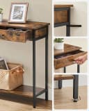 VASAGLE Konsolentisch Flurtisch Beistelltisch Sofatisch 2 Schubladen Braun Bild 4