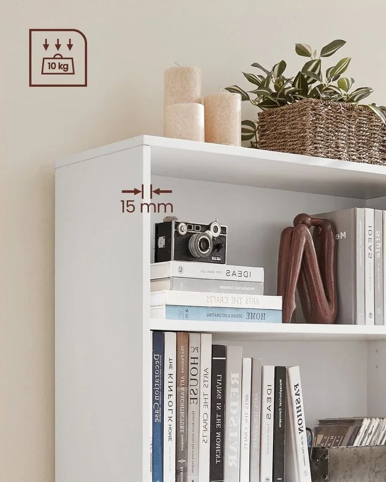 VASAGLE Bücherregal Standregal Raumteilerregal Weiß 93-121,5cm - Bild 5