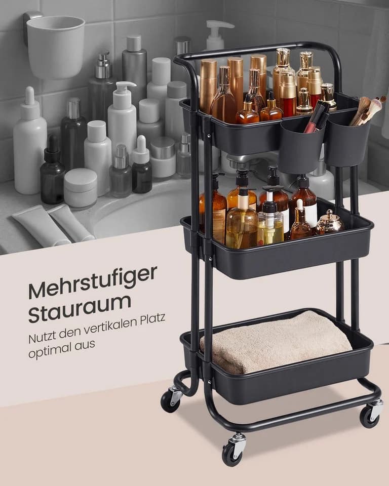 SONGMICS Beistellwagen Servierwagen Schwarz Kunststoff - Bild 4