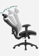 SONGMICS Bürostuhl Ergonomisch Verstellbare Lendenstütze und Kopfstütze Schwarz Bild 4