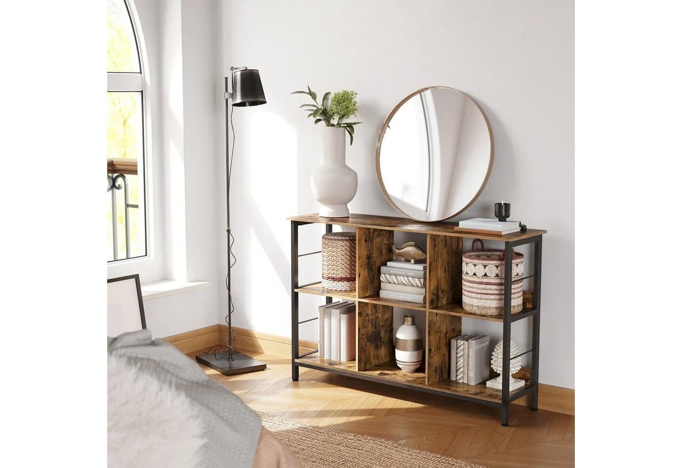VASAGLE Bücherregal Braun-Schwarz Holzspanplatte Stahl - Bild 4
