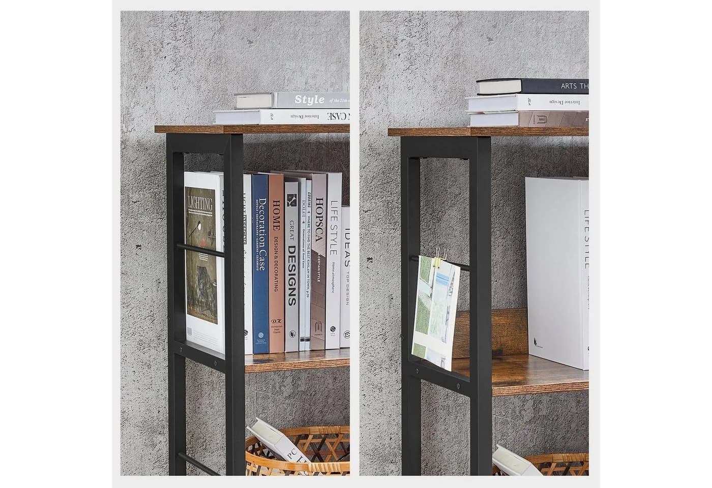VASAGLE Bücherregal Braun-Schwarz Holzspanplatte Stahl - Bild 5