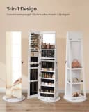 SONGMICS Schmuckschrank mit LED und Spiegel 360° drehbar weiß Bild 4