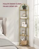VASAGLE Eckregal 5 Ebenen Bücherregal Hartglas Goldfarben Bild 1