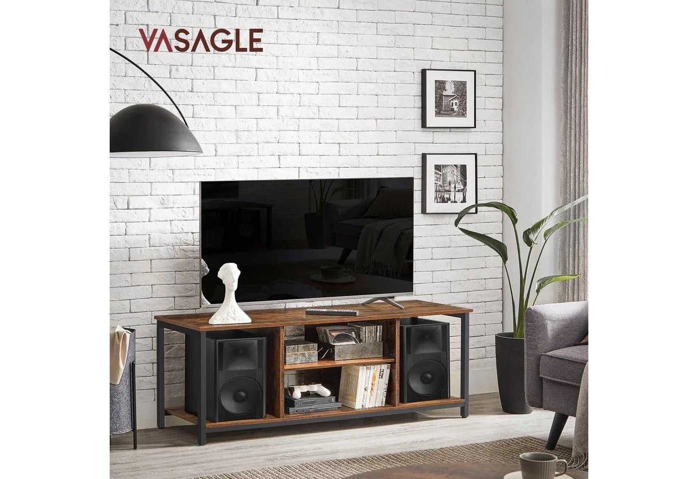 VASAGLE TV-Regal Vintagebraun-Schwarz Industrie-Design 120 cm