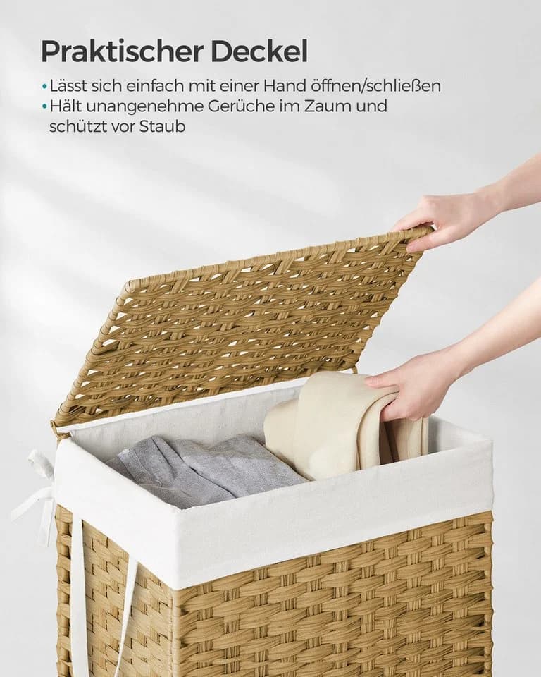 SONGMICS Wäschekorb 90 L Faltbar Grau - Bild 3