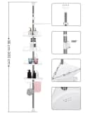 SONGMICS Duschablage Duschregal Höhenverstellbar 95-300 cm 4 Ablagen 3 Haken Eckregal Bild 5