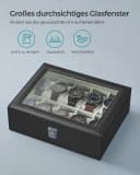 SONGMICS Uhrenbox Uhrenkasten 10 Fächer Glasdeckel Grau Bild 3