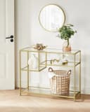 VASAGLE Konsolentisch Flurtisch Goldfarben Hartglas Bild 1