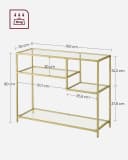 VASAGLE Konsolentisch Flurtisch Goldfarben Hartglas Bild 3