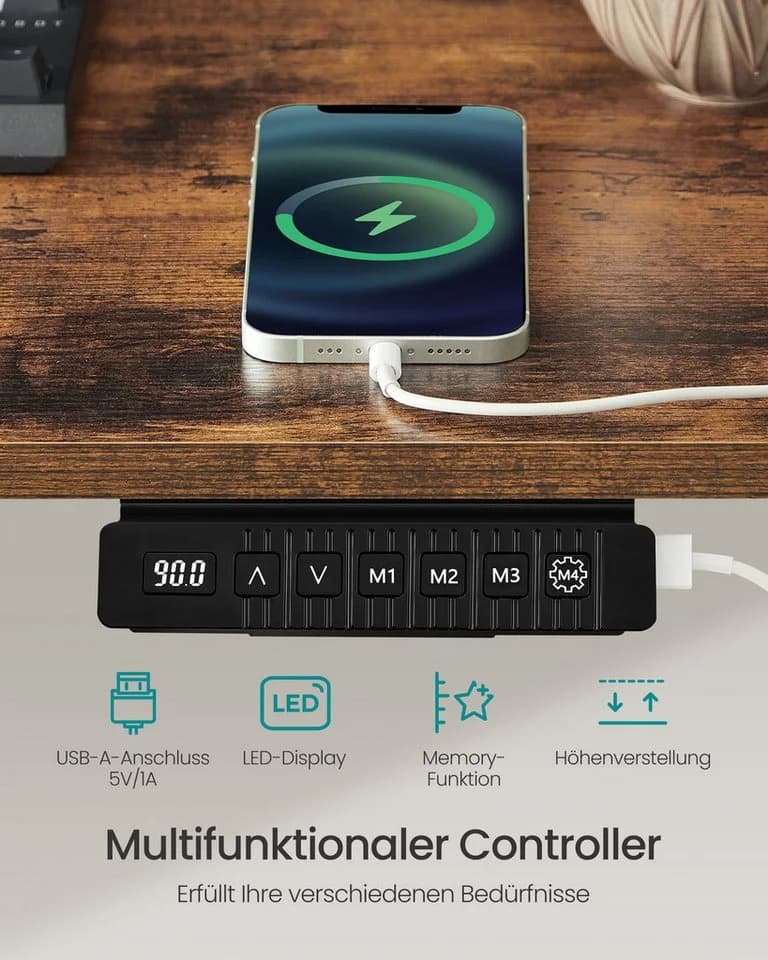 SONGMICS Schreibtisch Höhenverstellbar Elektrisch USB-C Anschluss 180 cm - Bild 4
