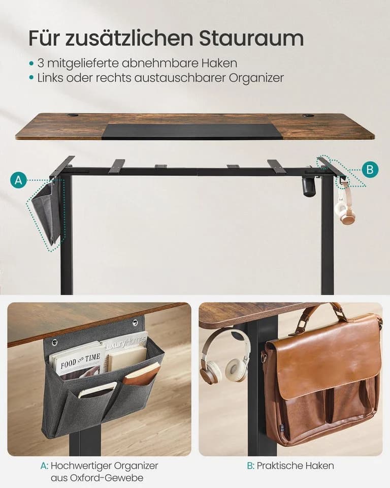 SONGMICS Schreibtisch Höhenverstellbar Elektrisch USB-C Anschluss 180 cm - Bild 5