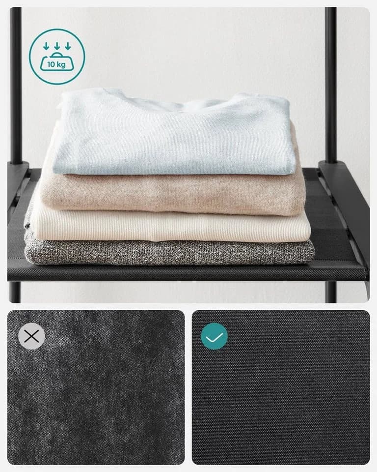 SONGMICS Kleiderständer, Kleiderschrank offen, 3 Hängefächer Schwarz - Bild 4
