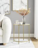 VASAGLE Beistelltisch 2-Set Hartglas Ø 50x55 cm Gold Bild 1