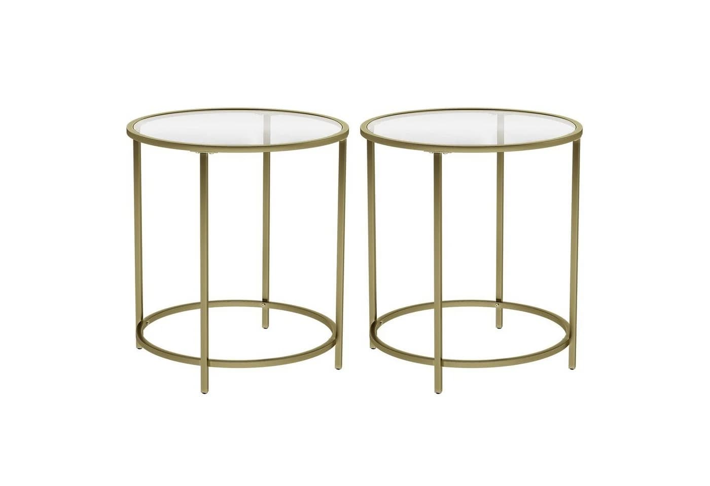 VASAGLE Beistelltisch 2-Set Hartglas Ø 50x55 cm Gold - Bild 2