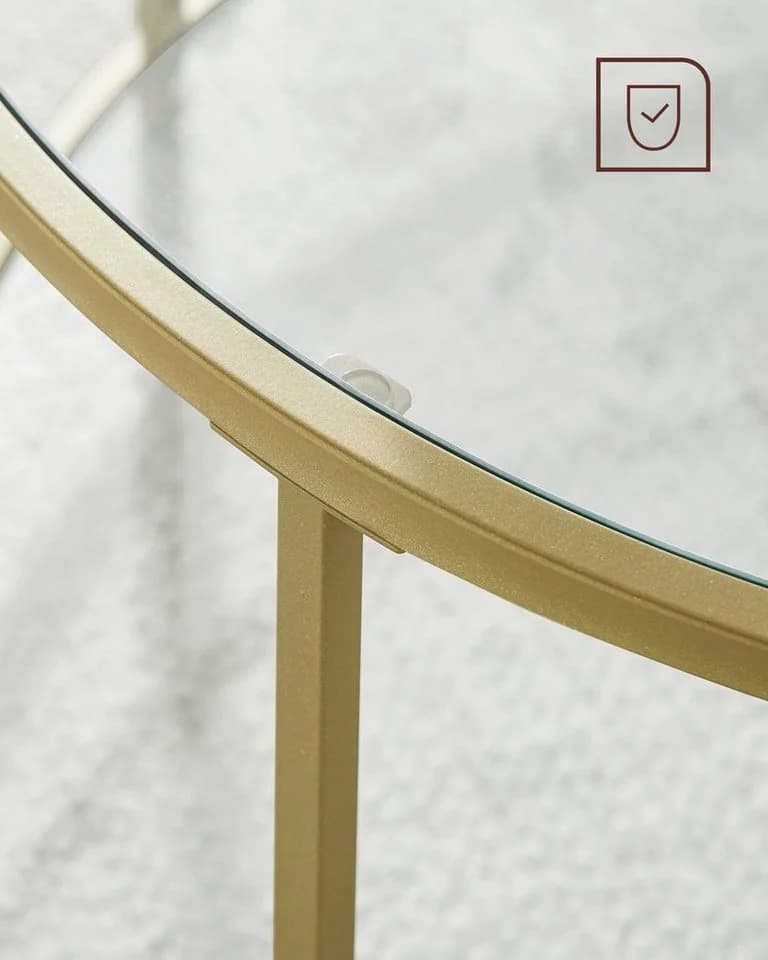 VASAGLE Beistelltisch 2-Set Hartglas Ø 50x55 cm Gold - Bild 5