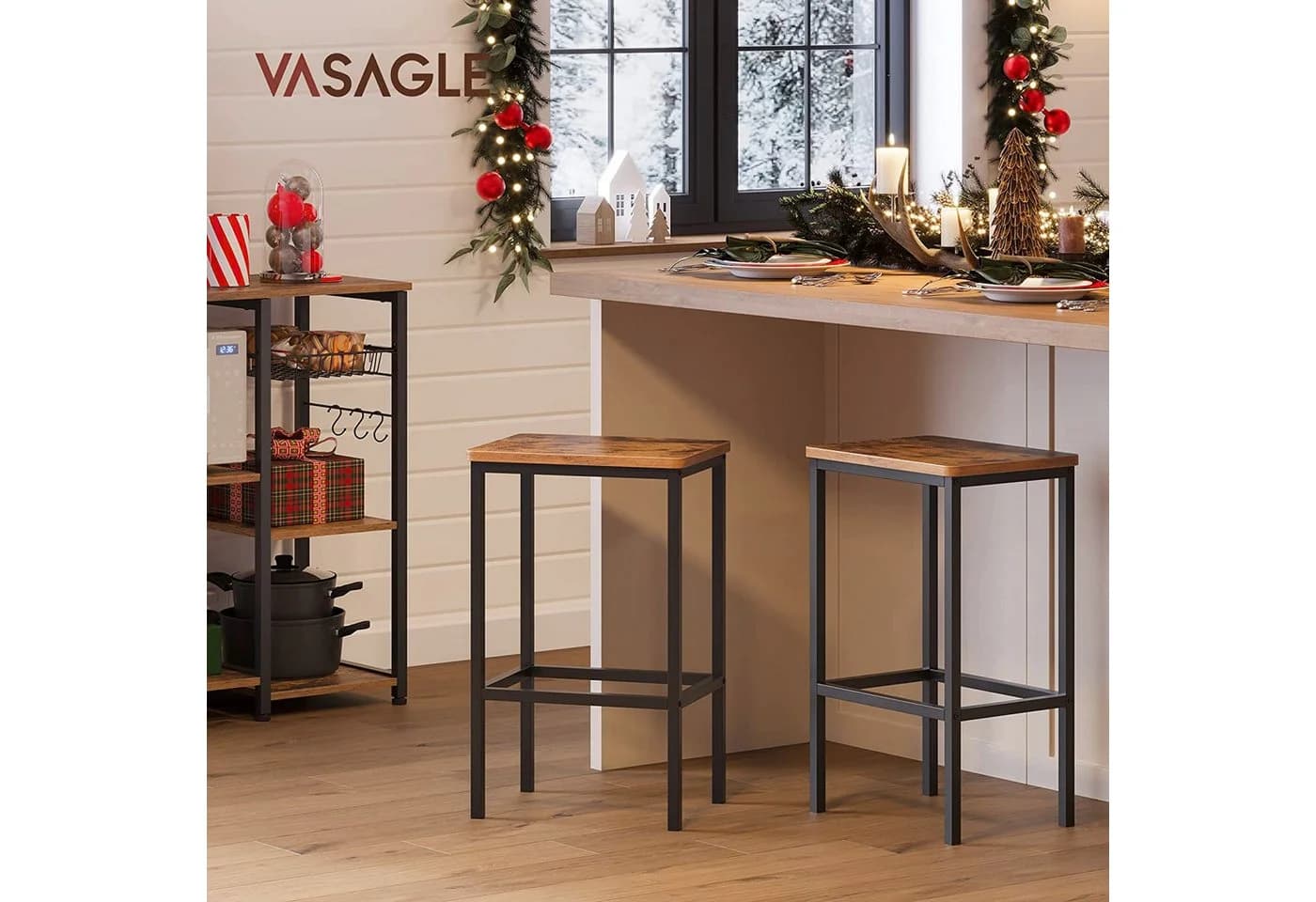 VASAGLE Barhocker-Set 4er, bis 120kg belastbar 40x30x65 cm - Bild 3