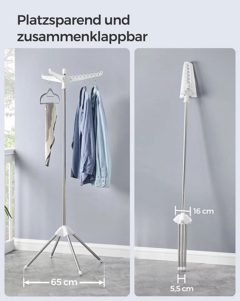 SONGMICS Wäscheständer Standtrockner 3 drehbare Arme Edelstahl - Bild 4
