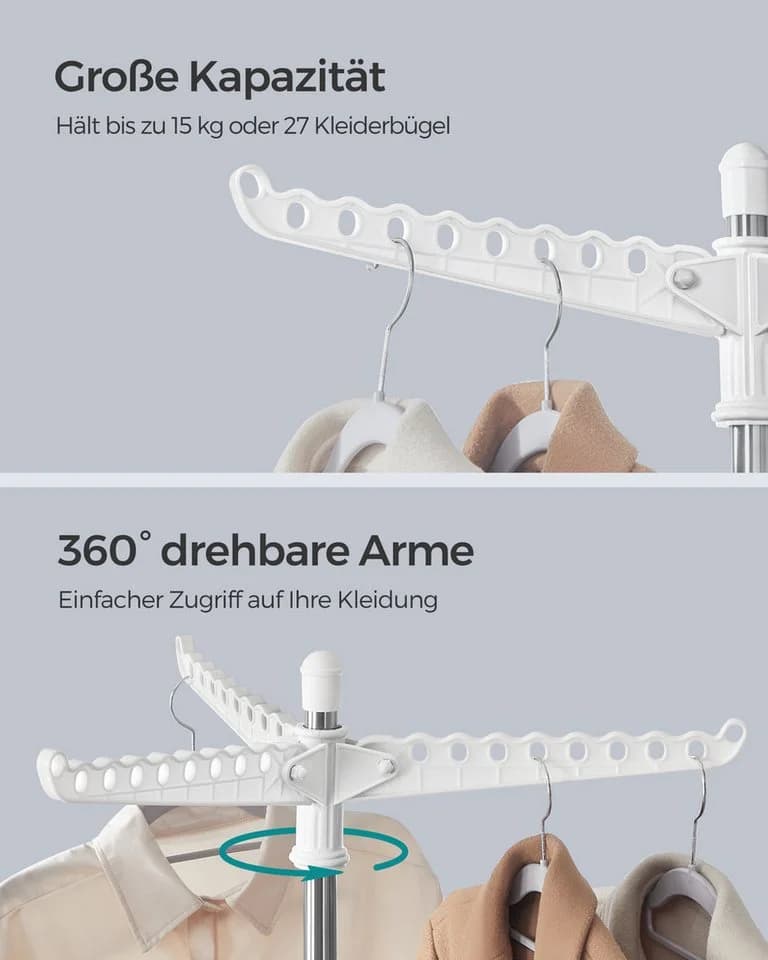 SONGMICS Wäscheständer Standtrockner 3 drehbare Arme Edelstahl - Bild 5