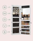 SONGMICS Schmuckschrank Spiegelschrank LED-Beleuchtung Make-up-Spiegel Weiß Bild 3
