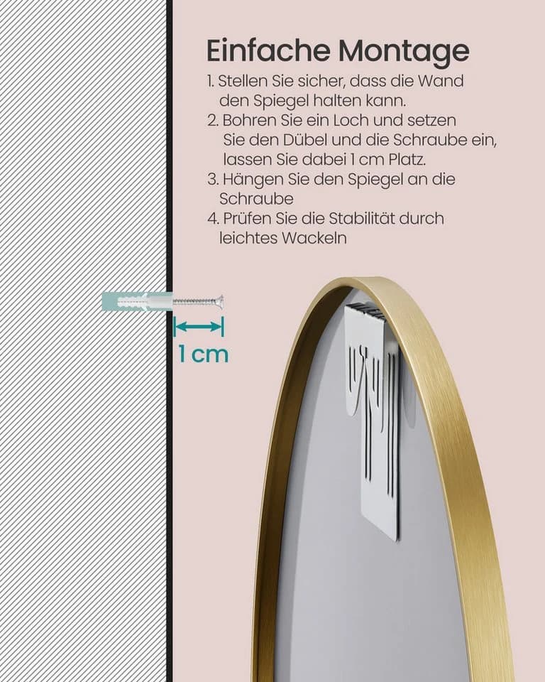 Klassischer Wandspiegel aus Aluminiumlegierung und Glas - Bild 5