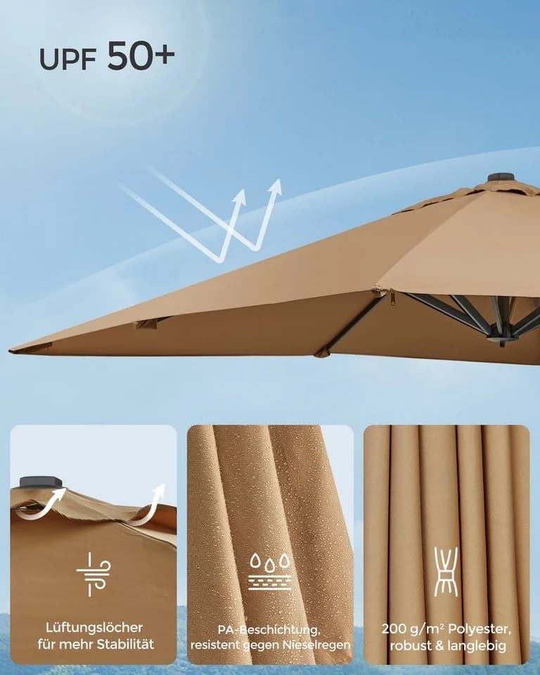 SONGMICS Sonnenschirm 290x290 cm UPF 50+ 360° drehbar - Bild 3