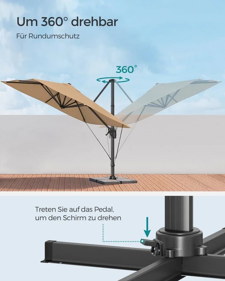 SONGMICS Sonnenschirm 290x290 cm UPF 50+ 360° drehbar - Bild 4