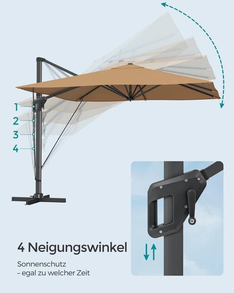 SONGMICS Sonnenschirm 290x290 cm UPF 50+ 360° drehbar - Bild 5