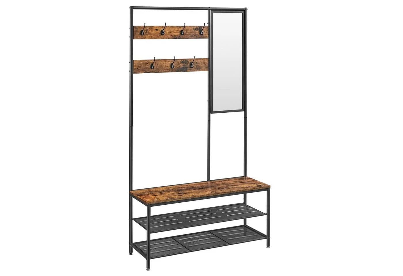 VASAGLE Garderobenständer mit 7 Haken, Spiegel, 35 x 98 x 180 cm - Bild 2