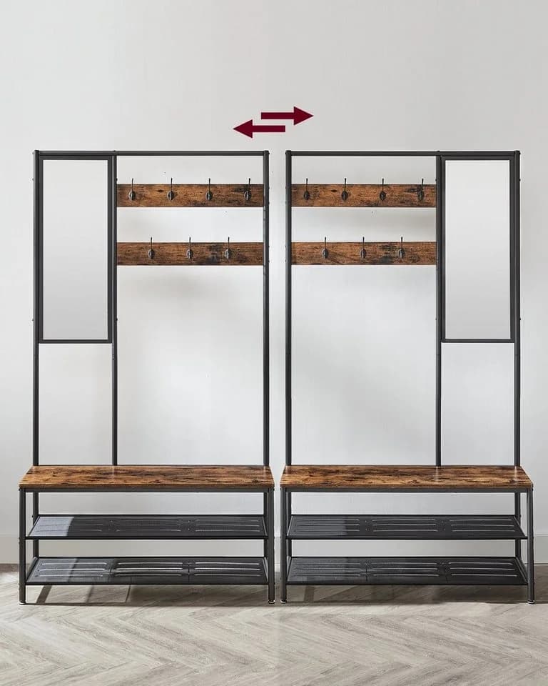 VASAGLE Garderobenständer mit 7 Haken, Spiegel, 35 x 98 x 180 cm - Bild 4