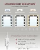 VASAGLE Schminktisch mit LED-Beleuchtung, einstellbare Helligkeit, modern, 2 Schubladen, 3 Fächer Bild 3