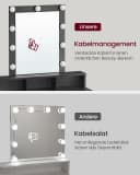 VASAGLE Schminktisch mit LED-Beleuchtung, einstellbare Helligkeit, modern, 2 Schubladen, 3 Fächer Bild 4
