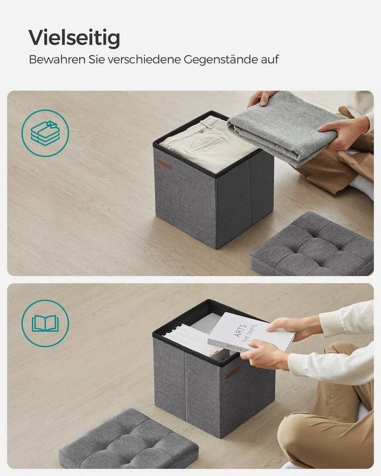 SONGMICS Sitzhocker 30x30x30cm Faltbar Dunkelgrau - Bild 5
