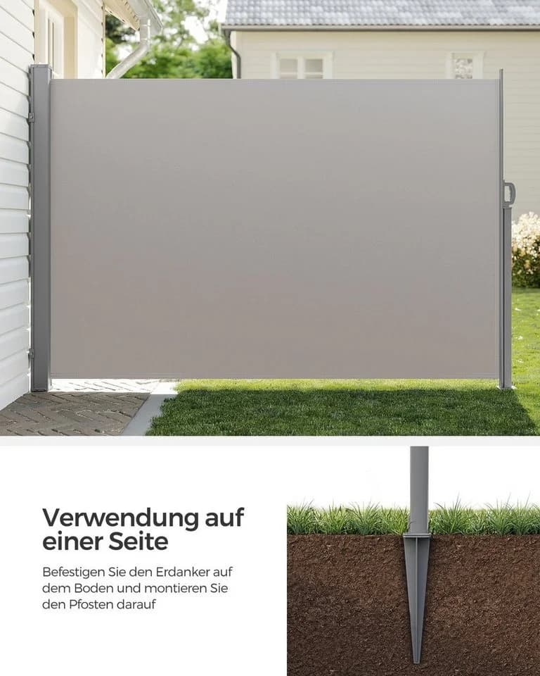 SONGMICS Seitenmarkise Bodenanker für Standpfosten Seitenmarkisen Grau - Bild 4