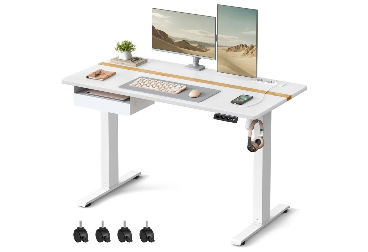 Moderner Schreibtisch aus Holz und Stoff - Bild 2