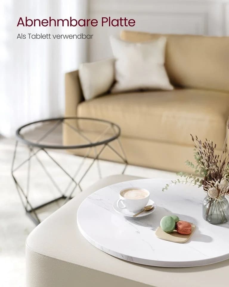 VASAGLE Couchtisch-Set 2er Beistelltisch Weiß-Schwarz Holzspanplatte - Bild 5